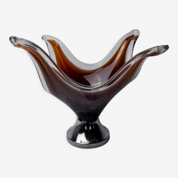 Sommerso table ash by seguso in brown murano glass, italy, 1970