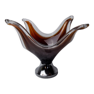 Sommerso table ash by seguso in brown murano glass, italy, 1970