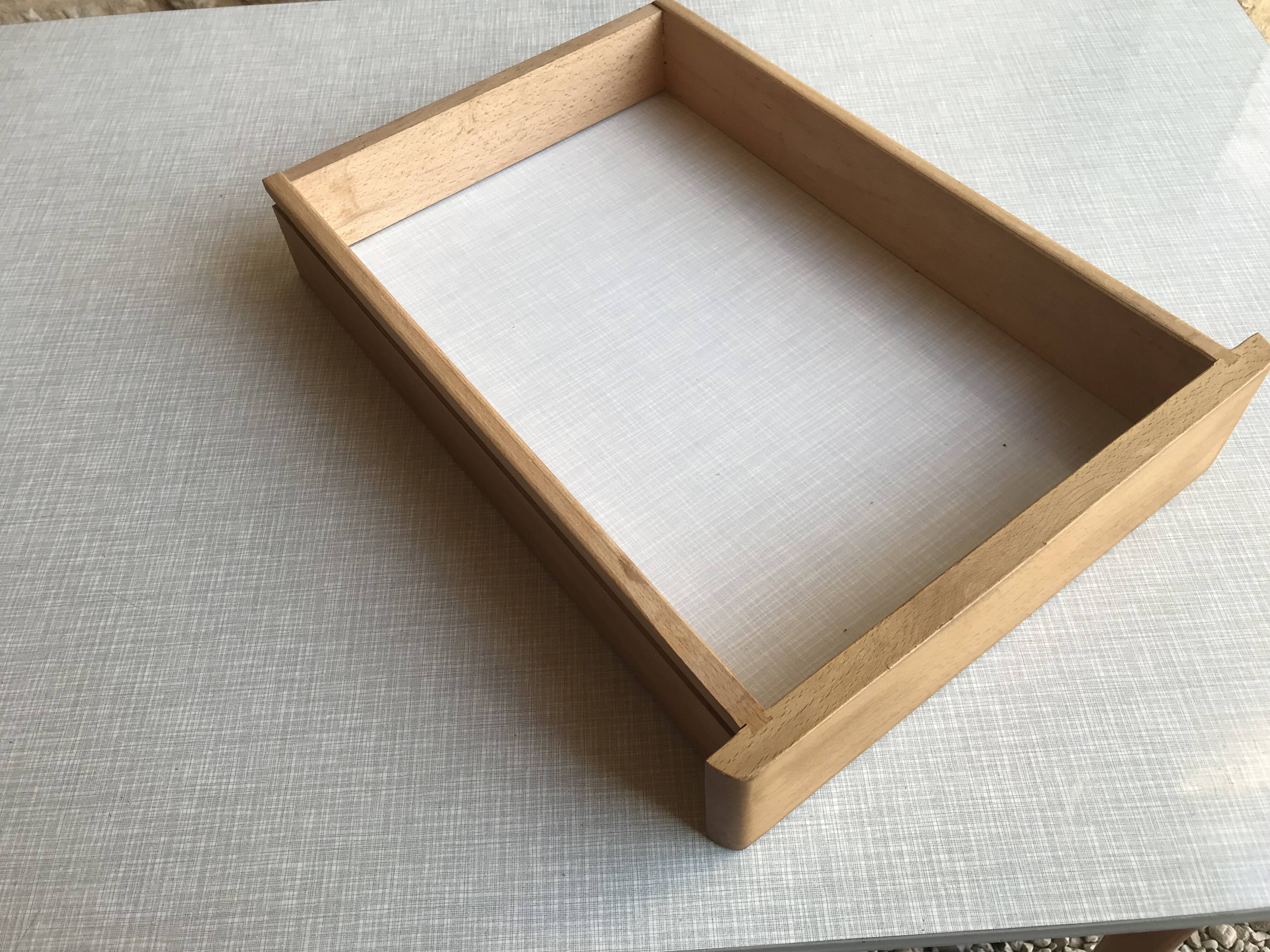 Table de cuisine 1960’s en formica et piétement compas bois