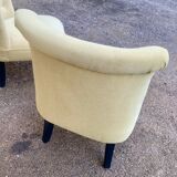2 reupholstered toadstool armchairs
