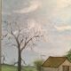 Old painting, farmhouse landscape signed Louis Dubois and dated 83