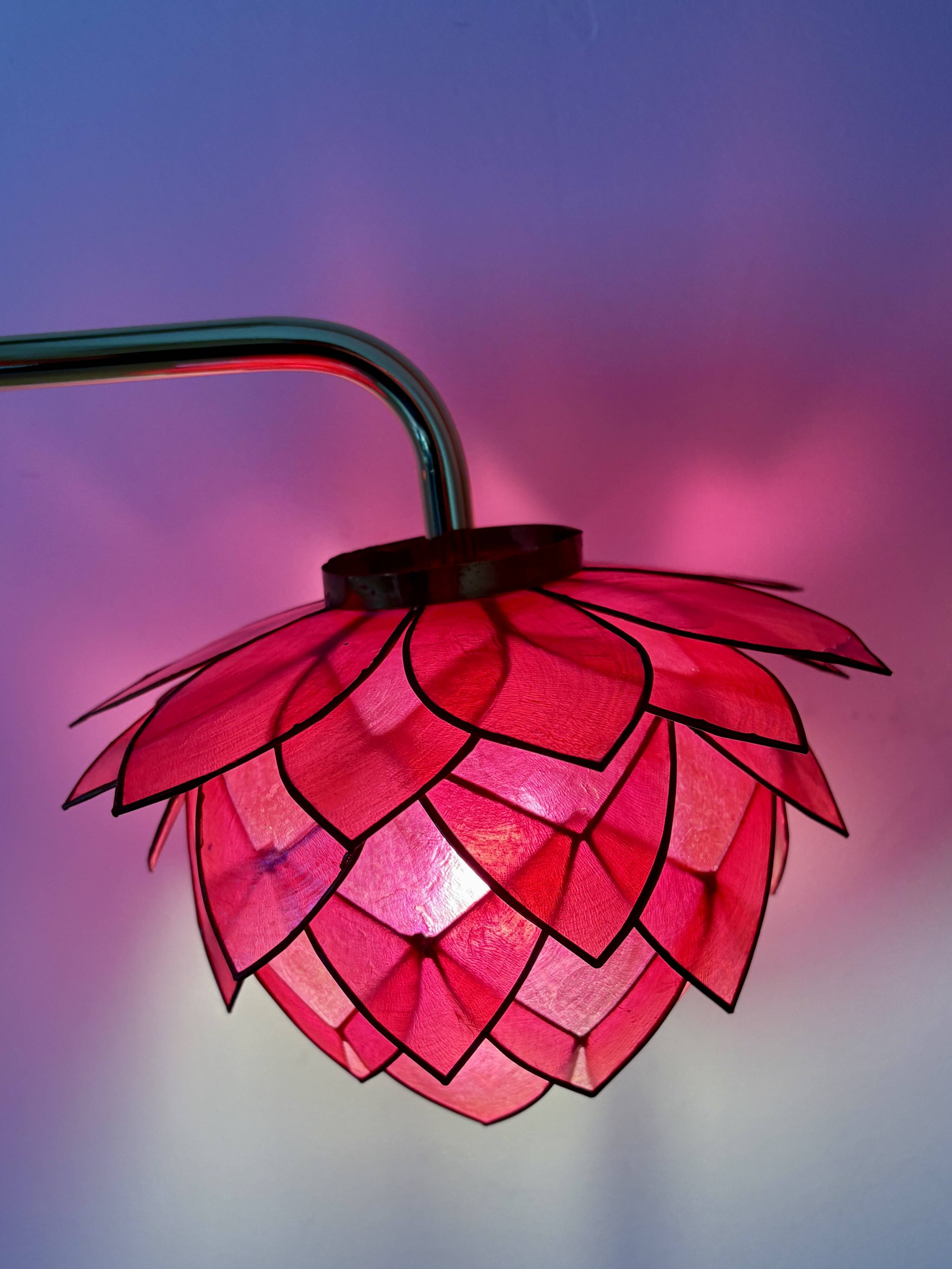 Vintage pink mother-of-pearl angled wall lamp