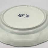 Blue enamelled earthenware wall dish with peasant scene decor Boch La Louvière