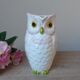 Pichet vintage en barbotine hibou blanc et rose, Japon signé Fratelli Gialletti