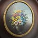 Miniature hand painted by Rolu bouquet of flowers mid 20th century wooden frame