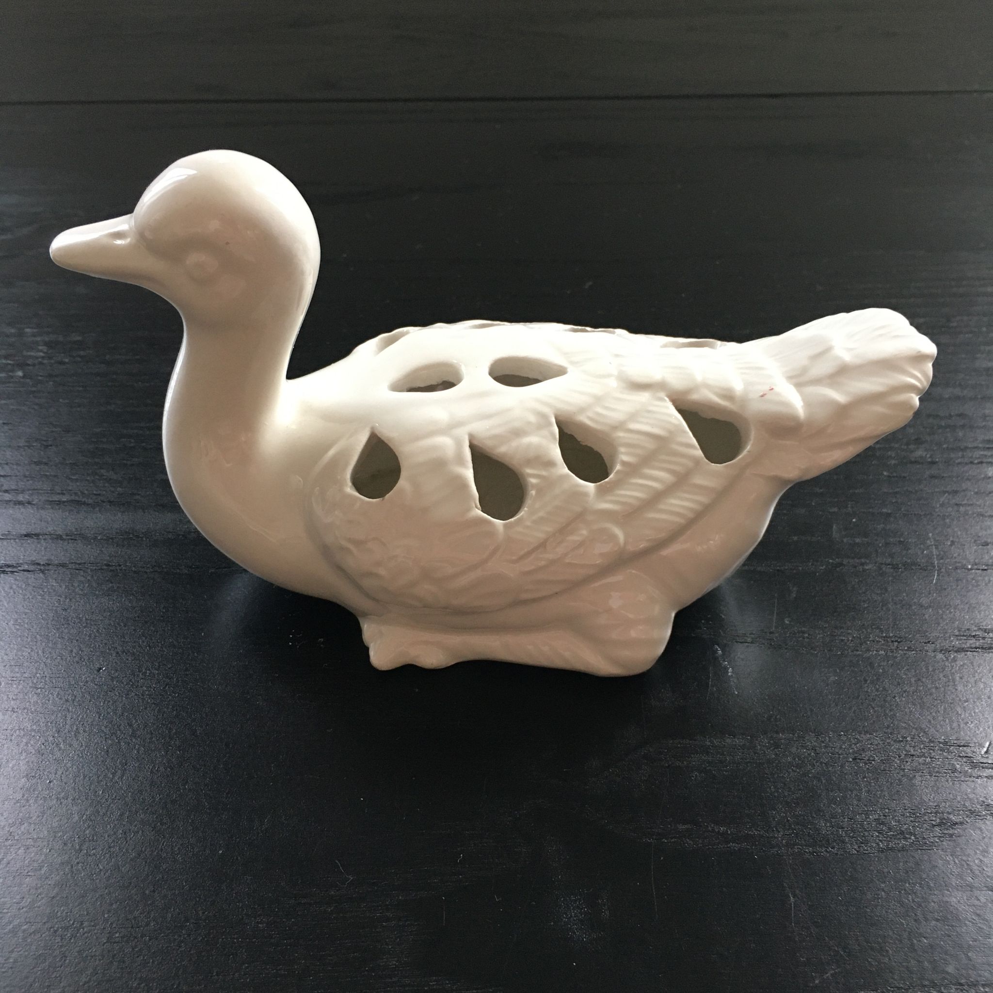 Canard pique fleurs blanc