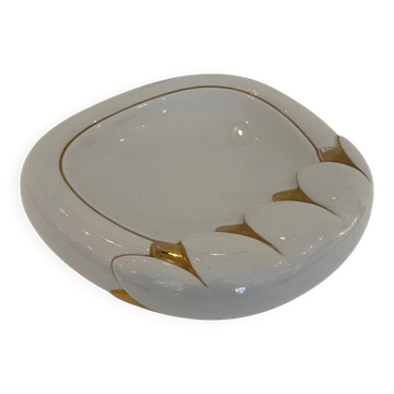Paolo Traversi Ceramic & Gold Leaf Villari Tulip Plate Tray Vintage Italy 1
