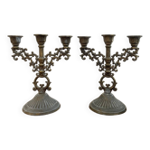 Paire de chandeliers laiton