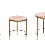 Hollywood Recency Nesting Tables Brass Onyx Marble France