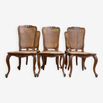 Suite of 6 Louis XV style cane chairs