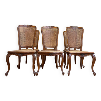 Suite of 6 Louis XV style cane chairs