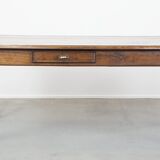 Table à manger ancienne en chêne français du début du XIXe siècle avec 2 tiroirs