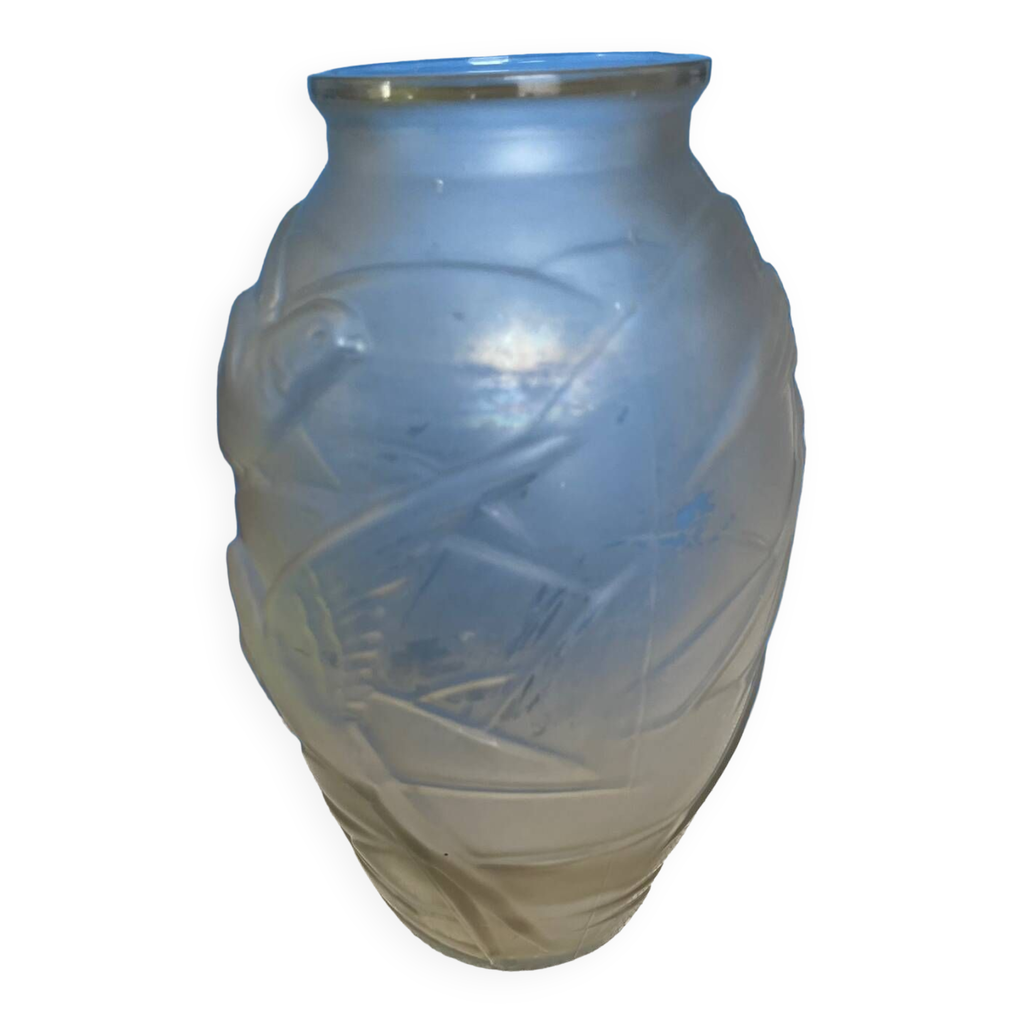 Art Nouveau frosted glass vase