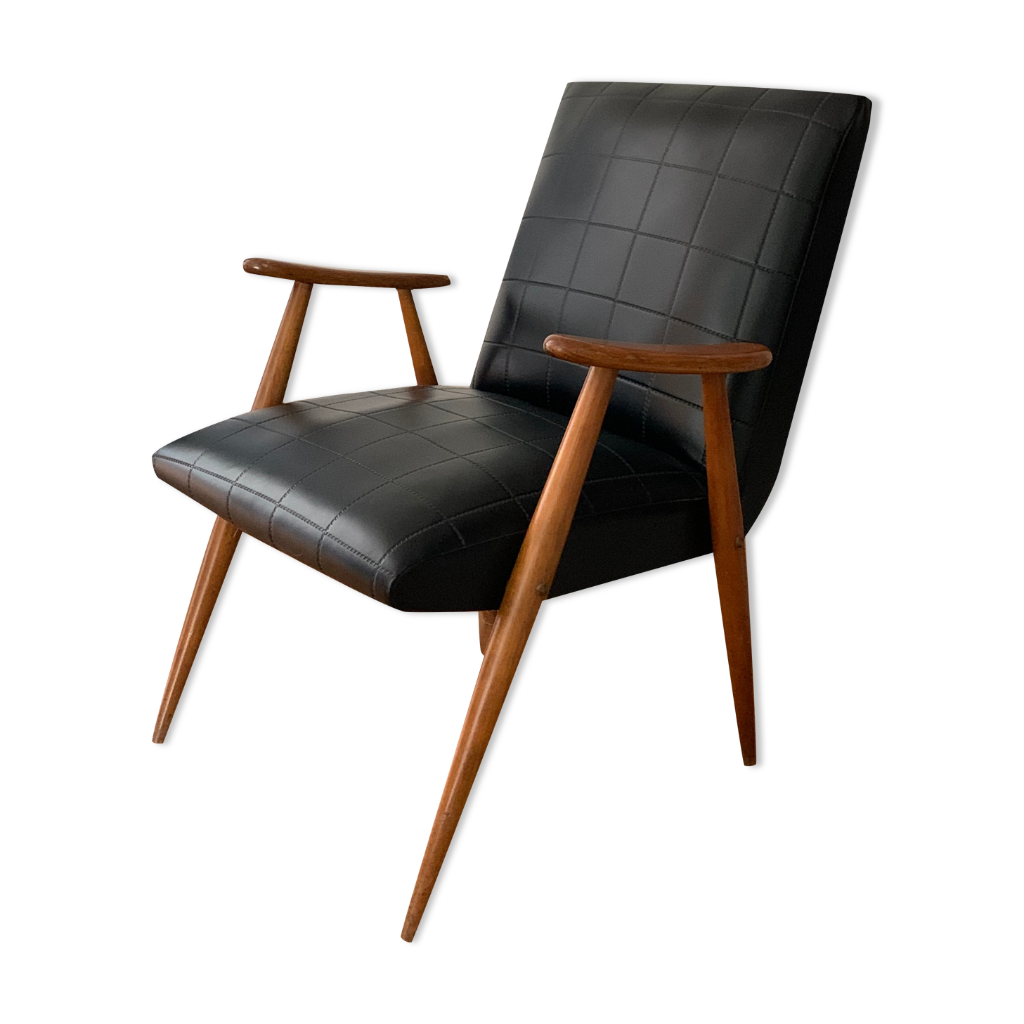 Fauteuil scandinave 1950s skaï noir
