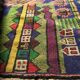 Afghan carpet 80s MOTIF VILLAGE IN PRINTEMPS 85x148cm