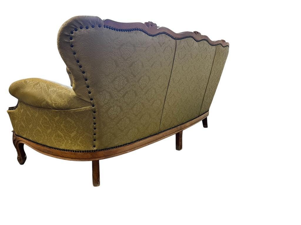 Vintage mustard yellow baroque sofa / three seater