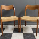 Niels Otto Moller teak and paper cord chairs, model 71