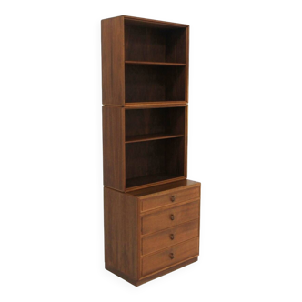 Scandinavian walnut bookcase "Facett", Bertil Fridhagen, Bodafors, Sweden, 1960