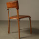 Ensemble de cinq chaises de salle à manger italiennes en cuir cognac, années 1990.