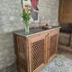 Antique solid pine sideboard with a zinc top.