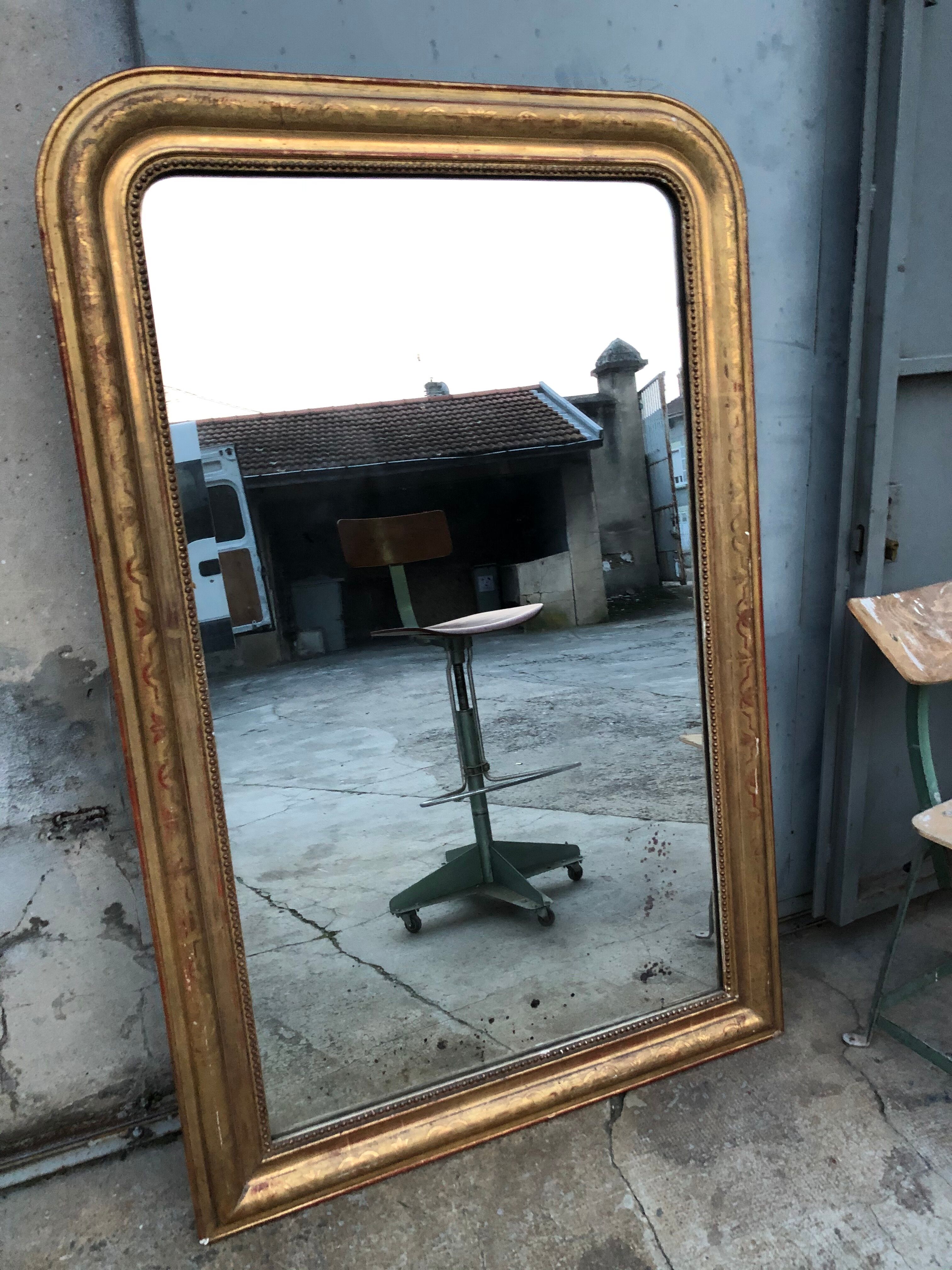 Louis Philipe mirror in 1m47 period gilded wood
