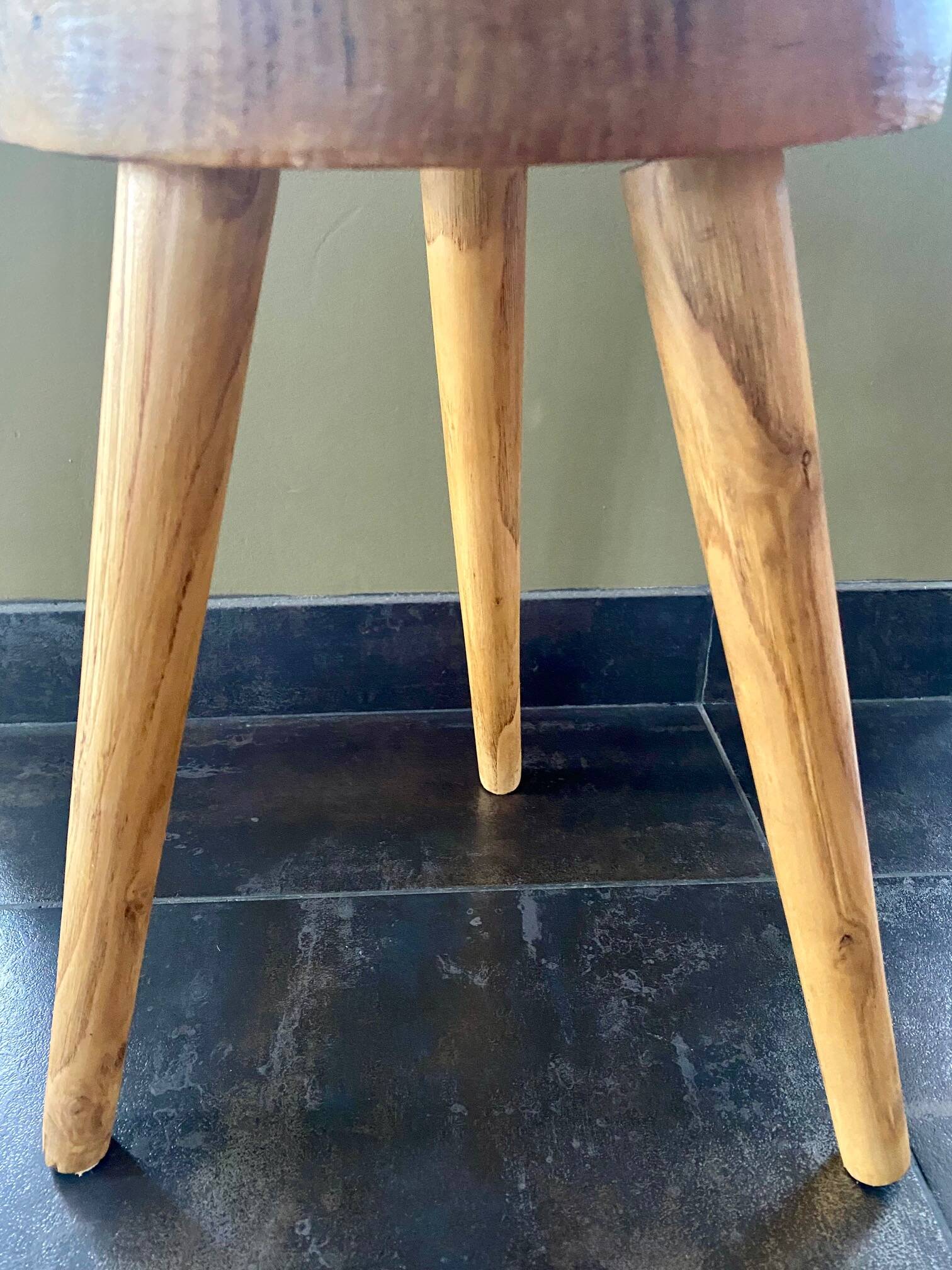 Pair of wooden tripod stools