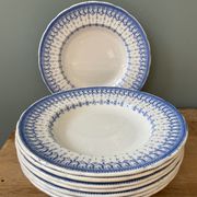 Service of 8 hollow plates Flora Rocaille Creil and Montereau