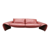 Canapé deux places en cuir rouge freestanding Divanotti Italia