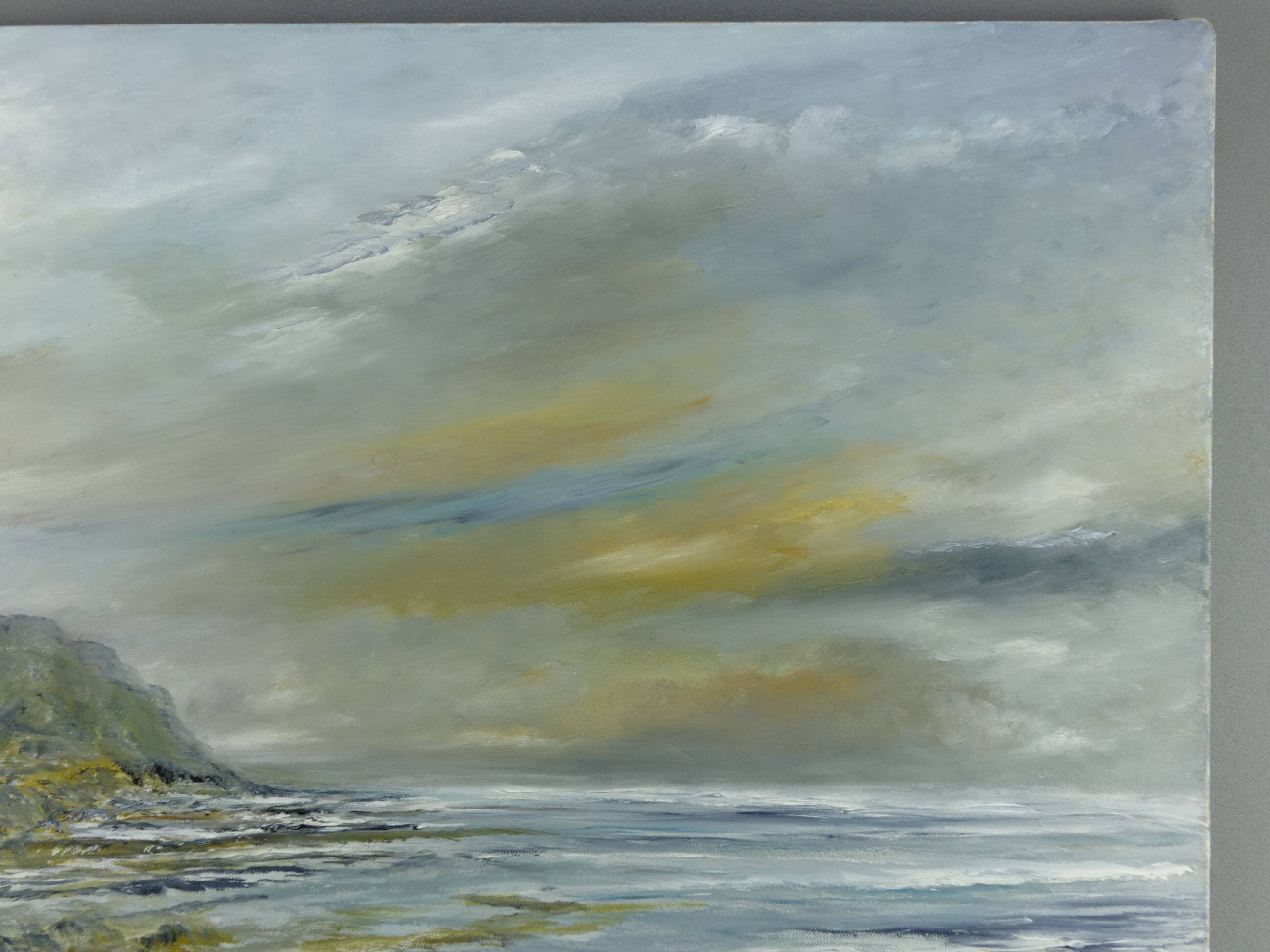 Oil on canvas Seaside at Cap Gris-Nez signed Lièvin painter from Calais 1970s