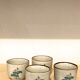 4 cup vintage sandstone lot with flower patterns