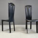Vintage black leather dining chairs, set of 4, 1980s