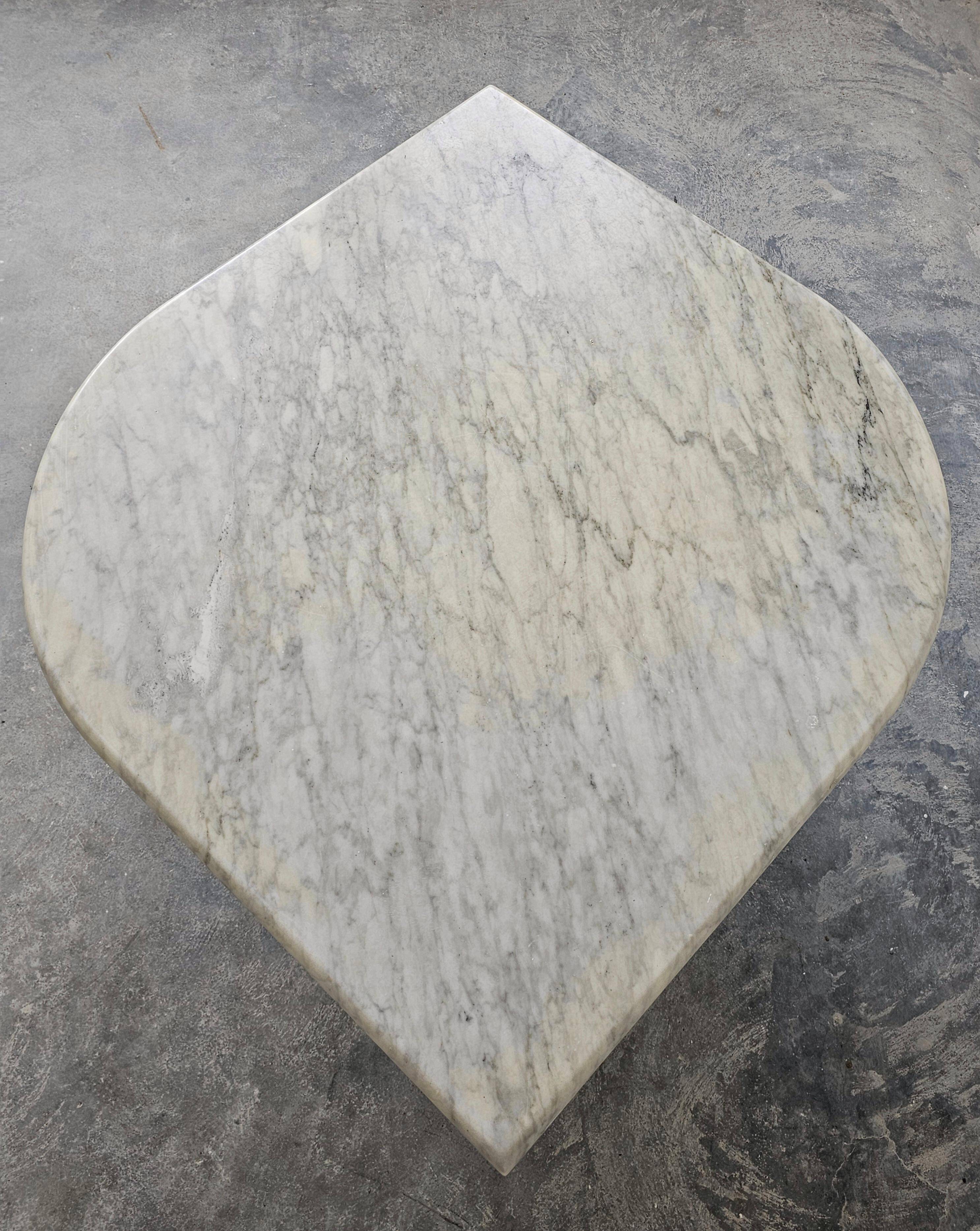 Postmodern coffee table cat's eye white Carrara marble Roche Bobois style