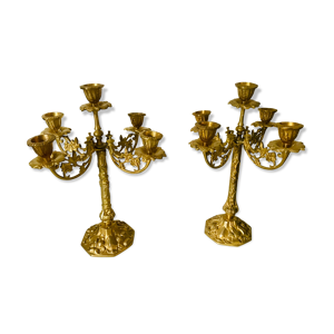 paire de chandeliers en bronze doré