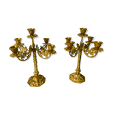 Paire de chandeliers en bronze doré