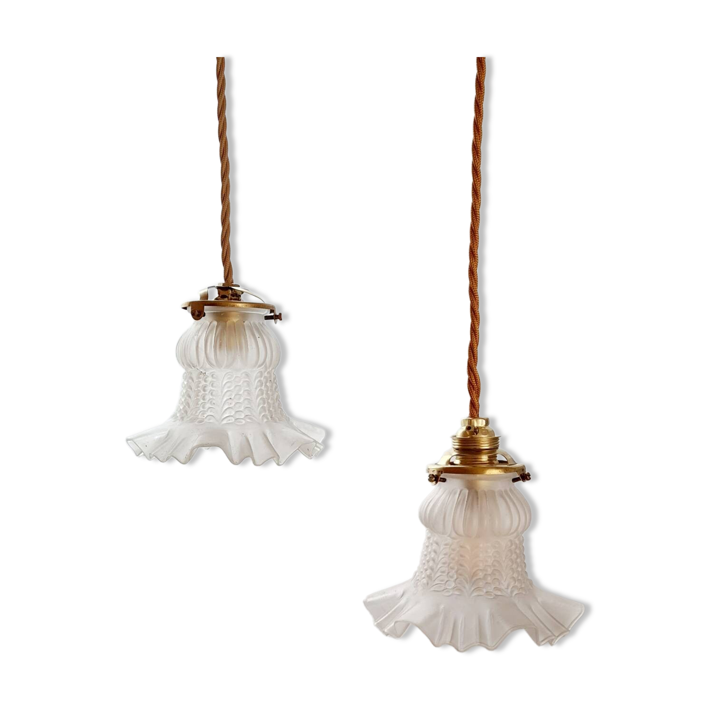 2 suspensions tulipes en verre