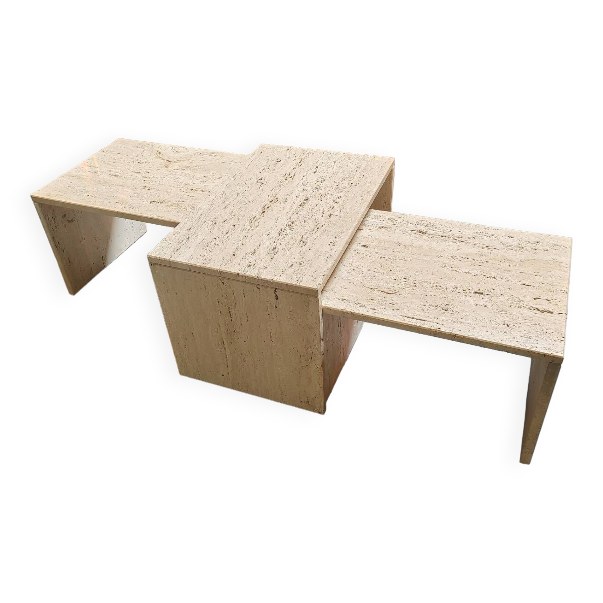 1980 Tables gigognes en travertin