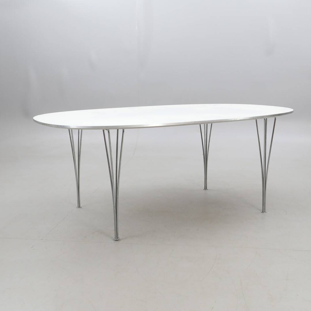 Piet eh dining table & bruno mathsson superellips' fritz hansen, 1983, denmark