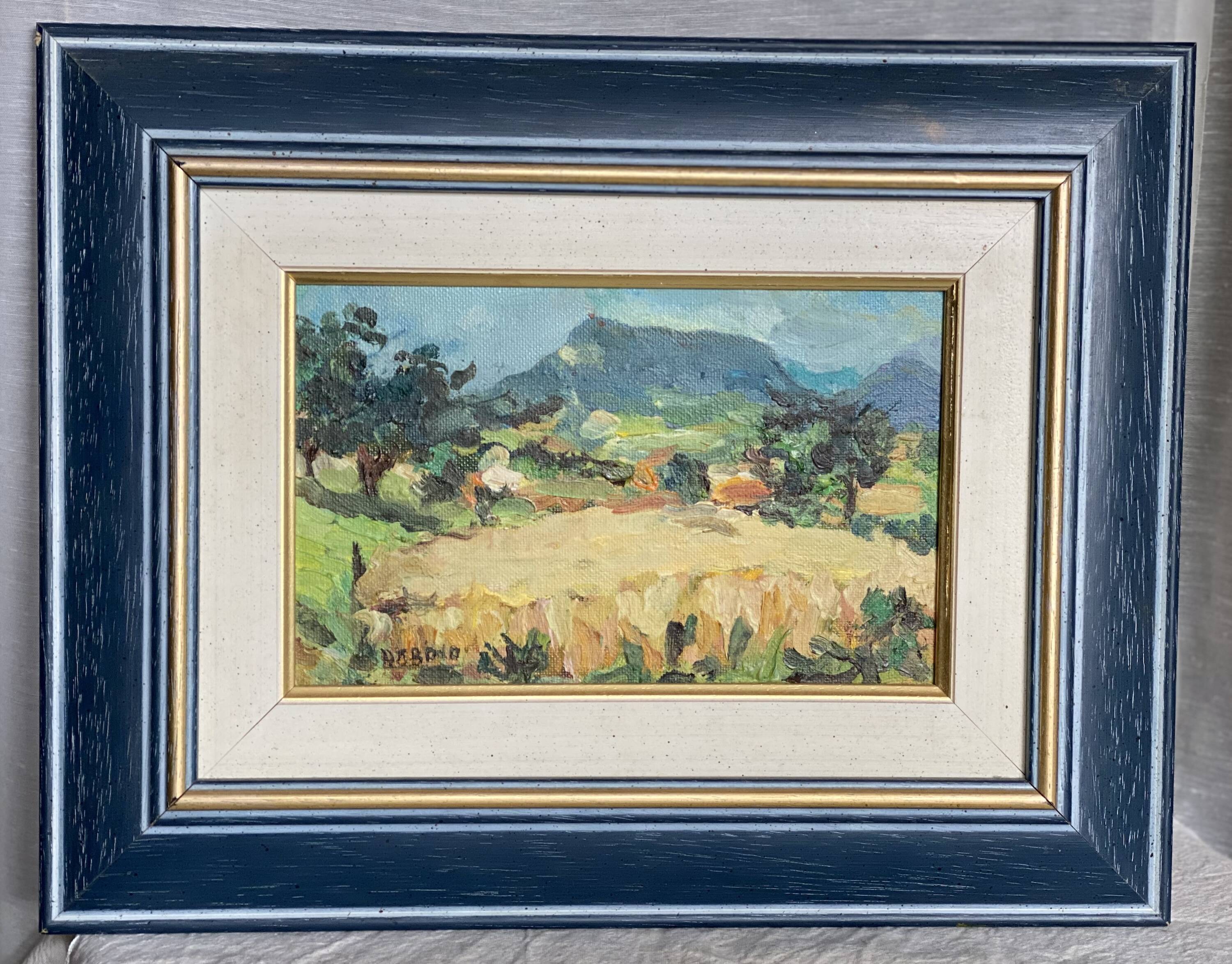 Painting by Aimé Debono, Landscape of Provence, Sainte Victoire mountain
