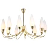 Classic glass chandelier, in the Stilnovo style, 1950s.