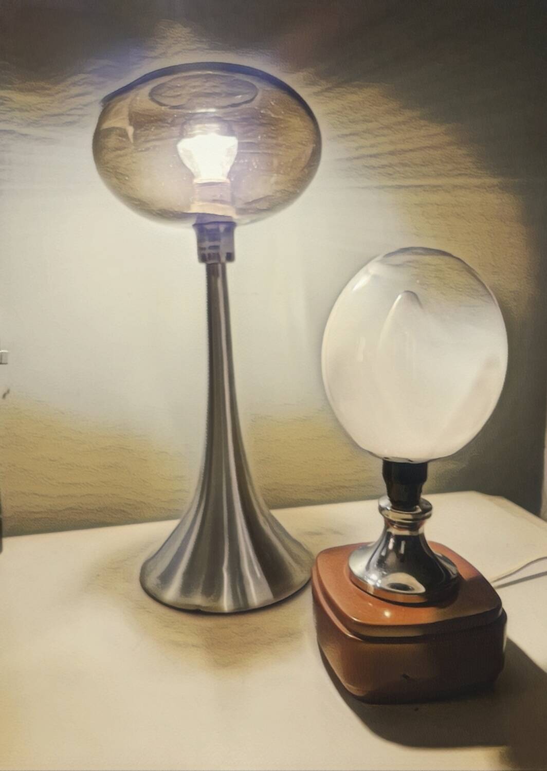 Murano glass, vintage 70s table lamp