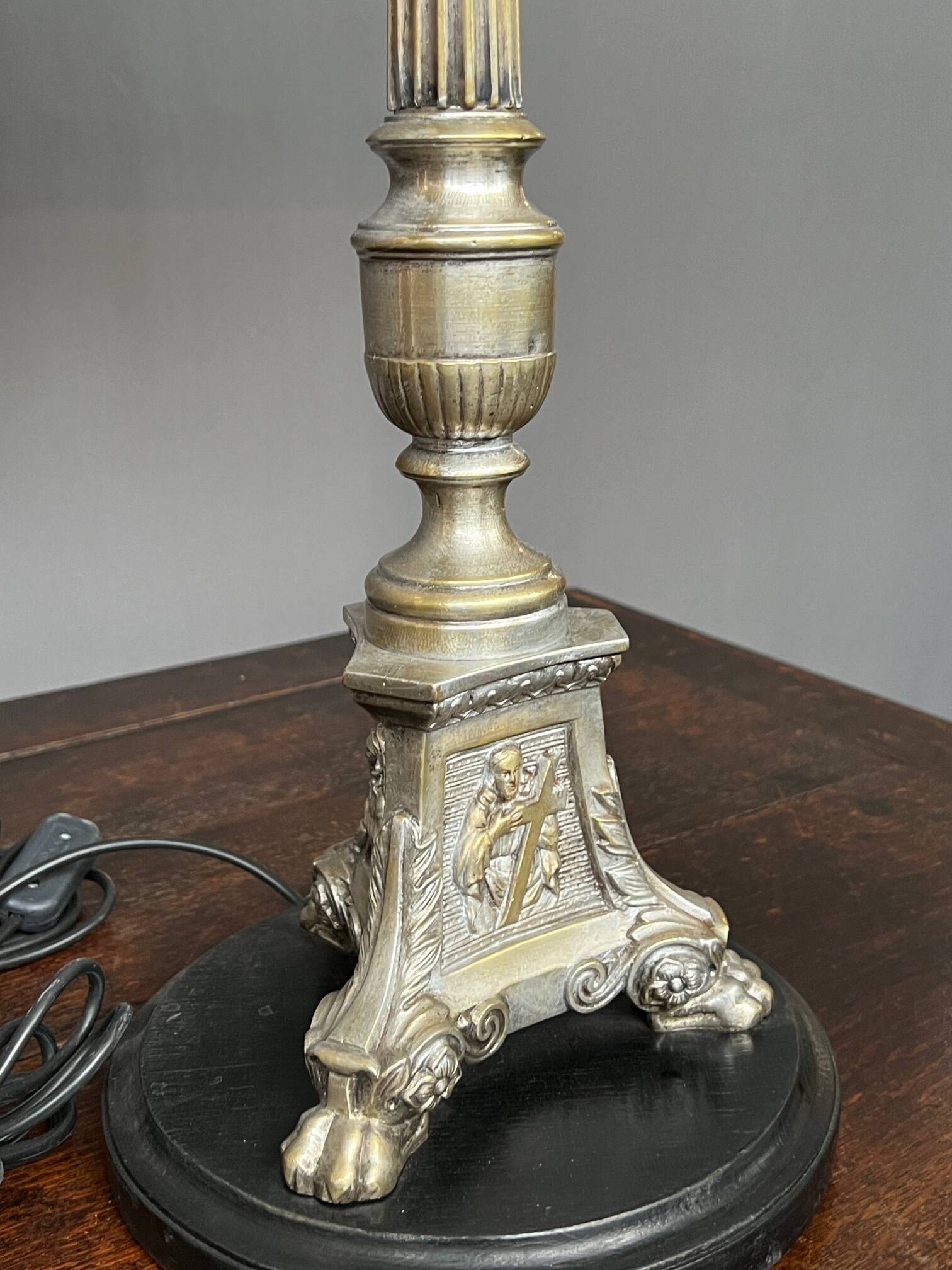 Pair of lamps. Solid silver-plated bronze.