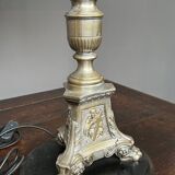 Paire de lampes. Bronze massif argenté.