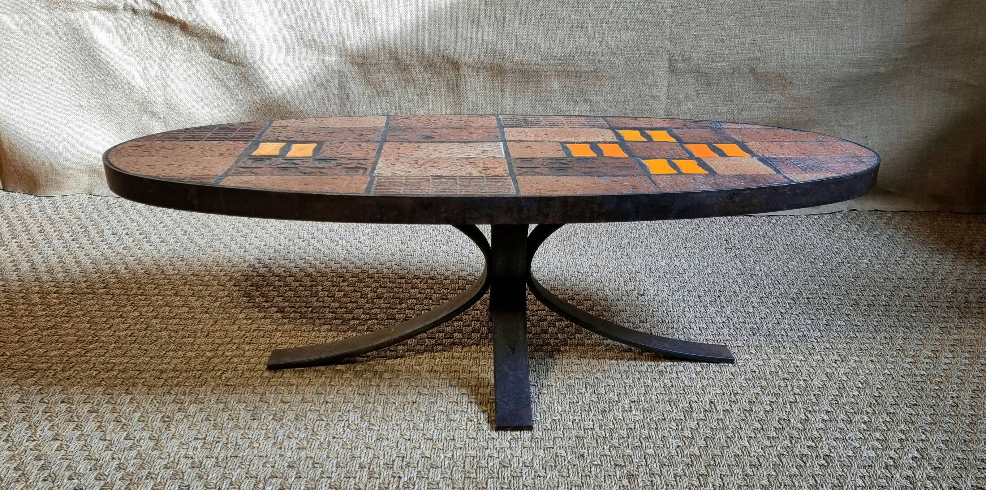 70s ceramic coffee table La Roue