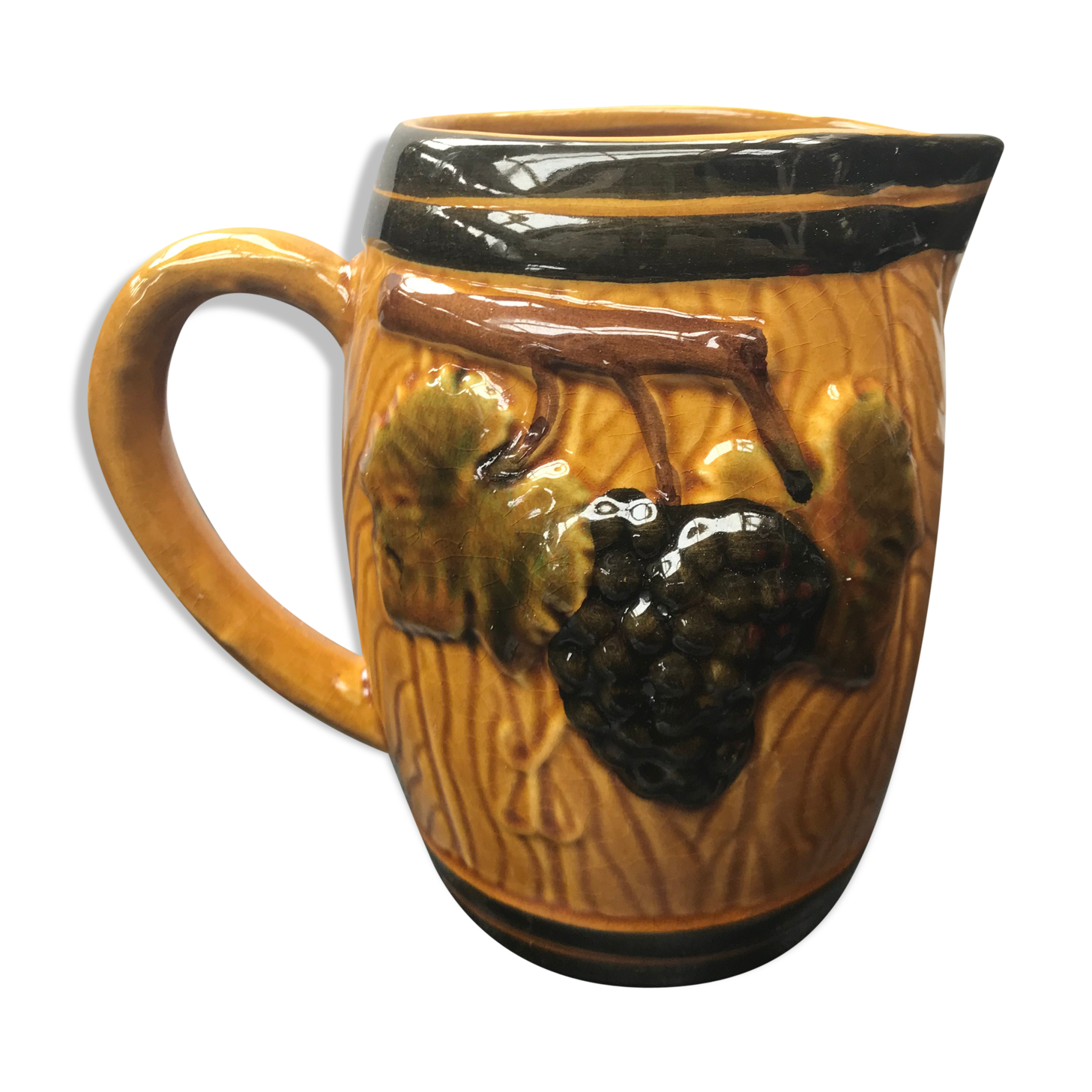 Former ceramic pitcher form tonneau decor vintage grape