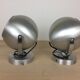 Set of 2 wall lamps eyeball brushed aluminum 70s space age