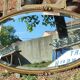 Ancien miroir ovale décor floral