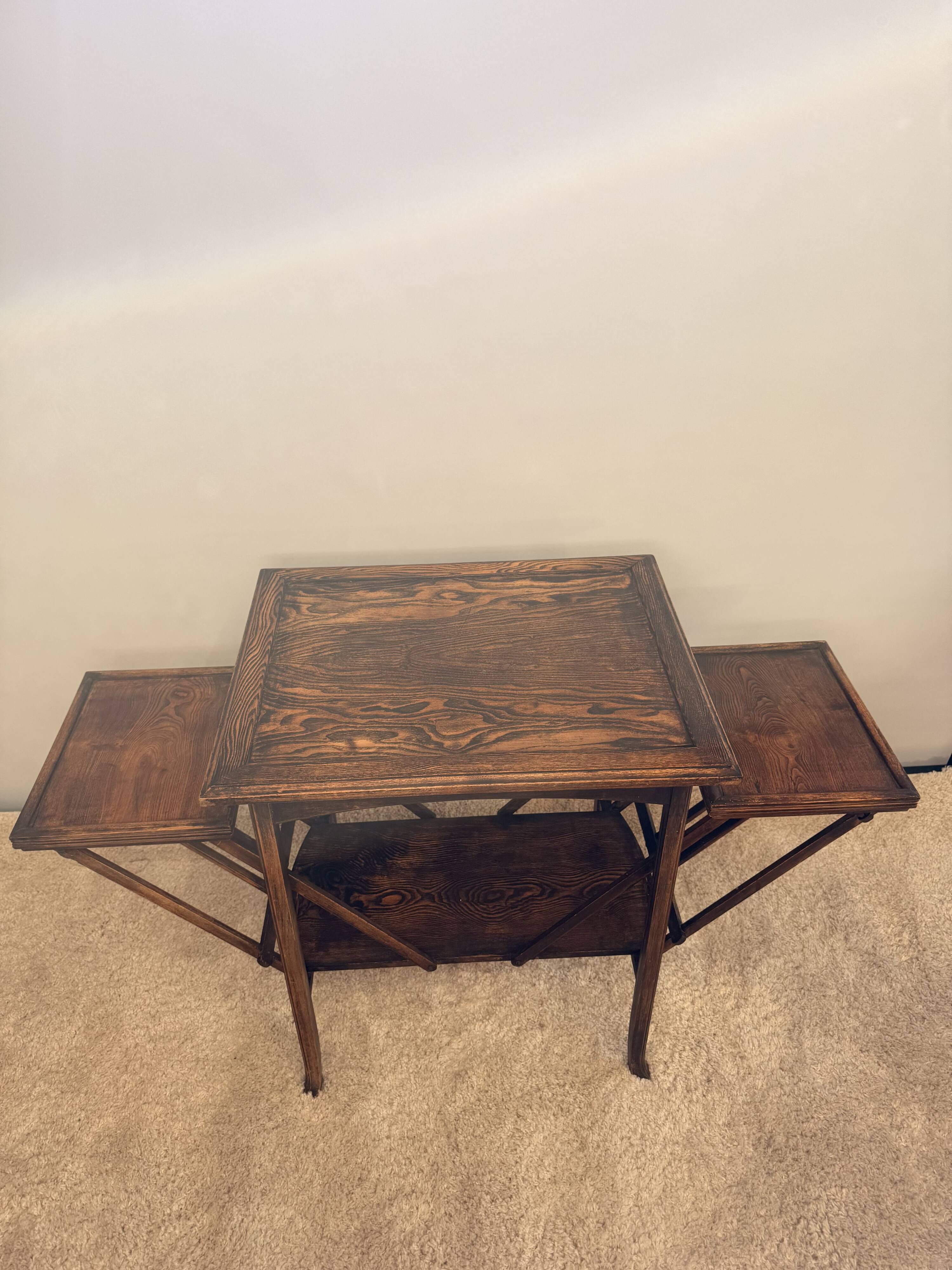 Antique English wooden tea table – Folding trays