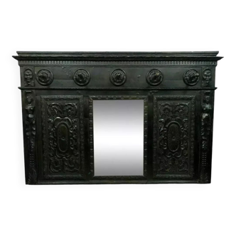 Renaissance mirror of castle in blackened pear tree around 1850 / 178cm