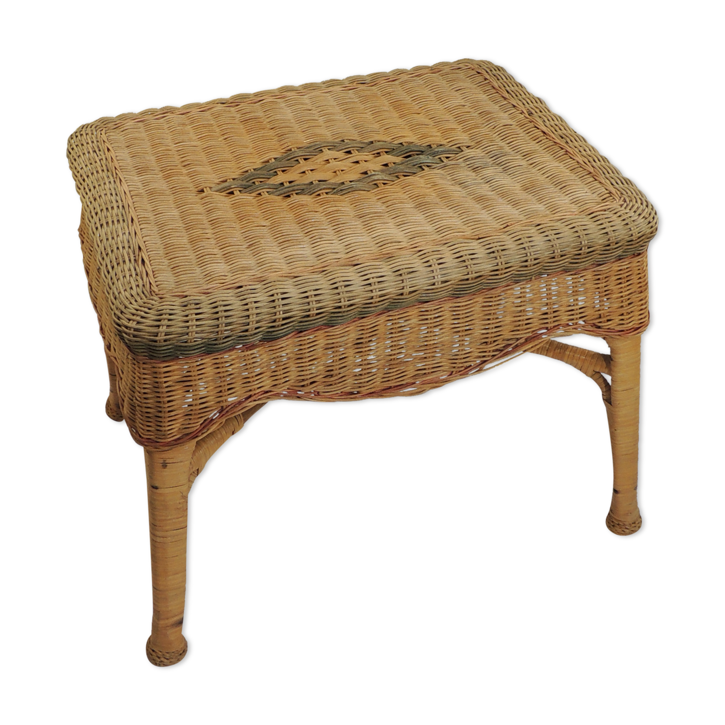 Rectangular woven wicker coffee table /Bamboo /rattan / vintage