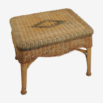 Rectangular woven wicker coffee table /Bamboo /rattan / vintage